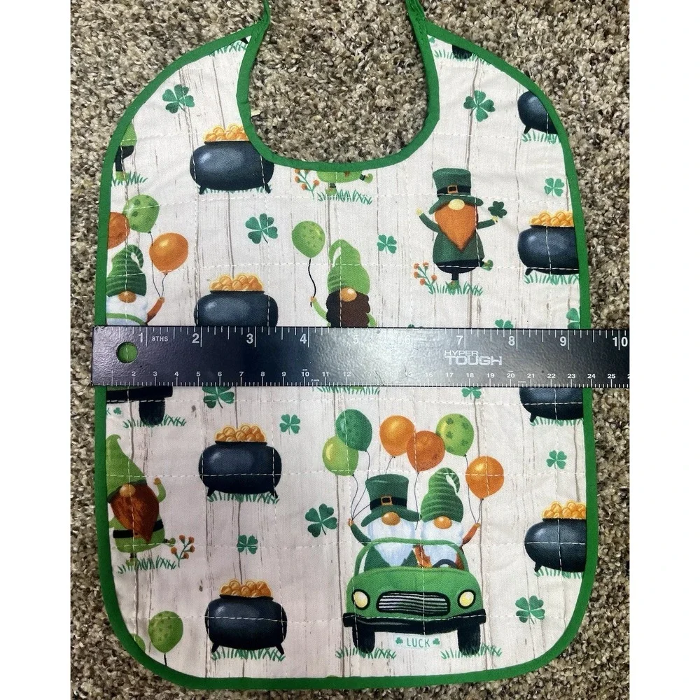 Lot Of‎ 6 Quilted Handmade St. Patrick's Day Baby Bibs Large Size 12